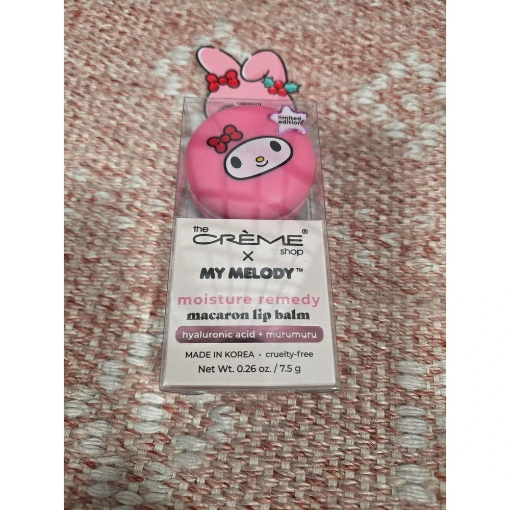 The Creme Shop x My Melody Macaron Lip Balm Strawberry Coconut NEW